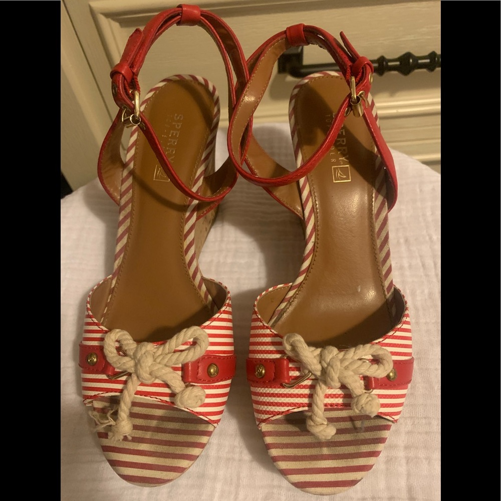 Sperry Women’s Port Sea Red/White Wedge Size 7.5